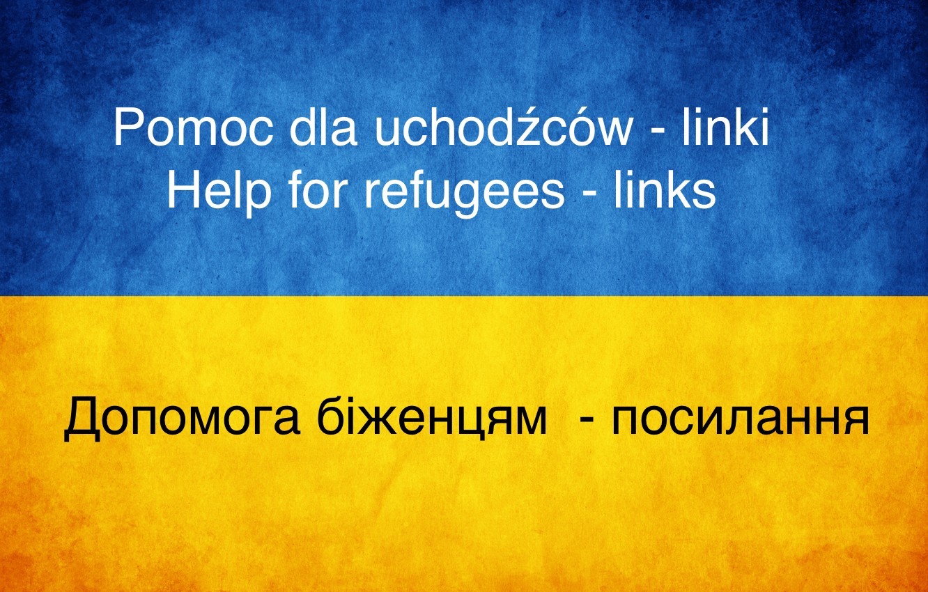 flaga ukrainy z napisem pomoc